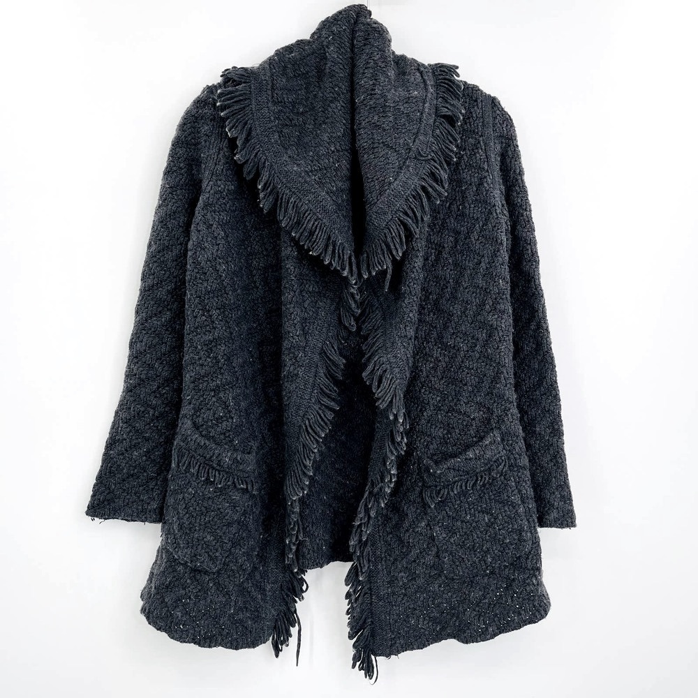 Boho Fringe Oversized Open Front Sweater Coat Cardigan Coatigan
